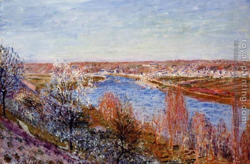 Alfred Sisley : Village of Champagne at Sunset, April